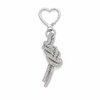 Upscale Glam Rhinestone Keychain & Bag Charm- Silver Heart