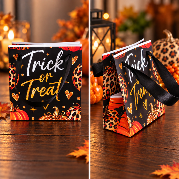 Trick or Treat Mini Gift Bag Printable Design | DIY Paper Gift Bag | Instant Download | Upscale Creations