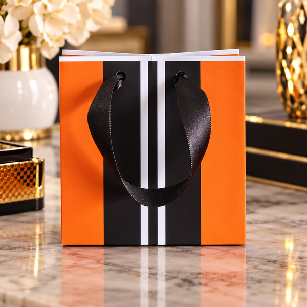 Orange Stripes Mini Gift Bag Printable Design | DIY Paper Gift Bag | Instant Download | Upscale Creations