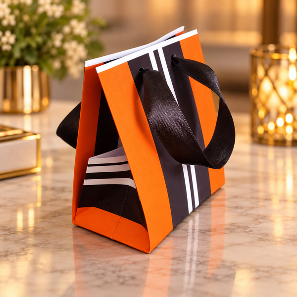 Orange Stripes Mini Gift Bag Printable Design | DIY Paper Gift Bag | Instant Download | Upscale Creations