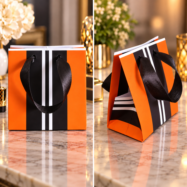 Orange Stripes Mini Gift Bag Printable Design | DIY Paper Gift Bag | Instant Download | Upscale Creations