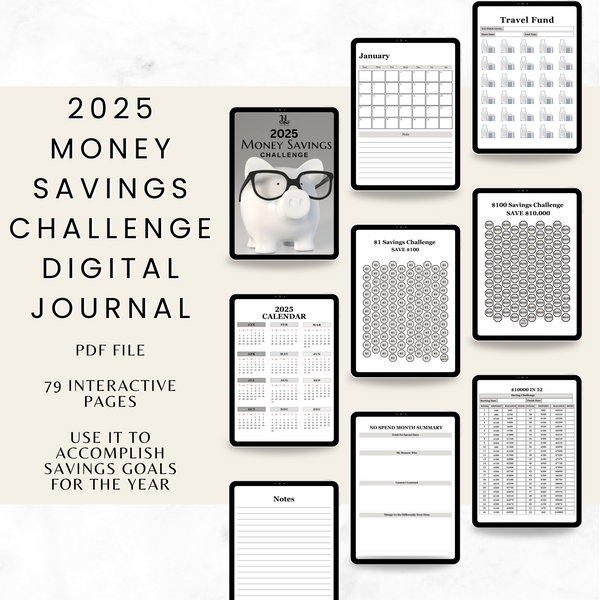 2025 Money Savings Challenge Digital Journal - Silver