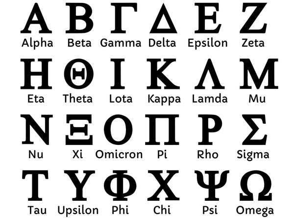 Individual Greek Letter Iron-On Heat Transfers