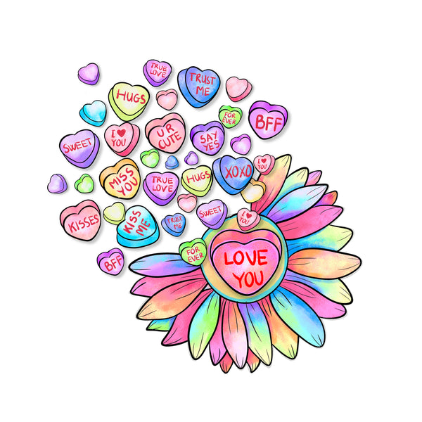 Love You Sunflower, Valentine, Valentine's Day DTF or Sublimation Transfer, Ready to Press
