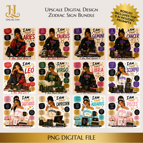 Zodiac Sign Bundle Digital Download PNG Instant Digital Only File