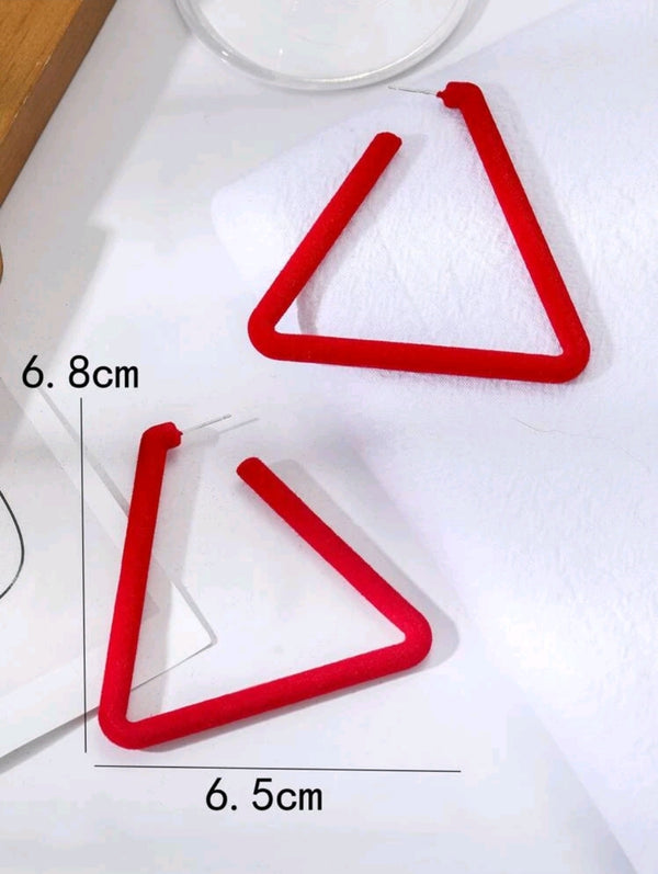 Red Triangle Hoop Earrings