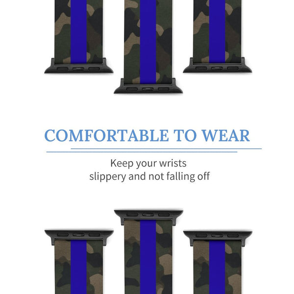Camo with Blue Stripe Silicone Apple Watch Band