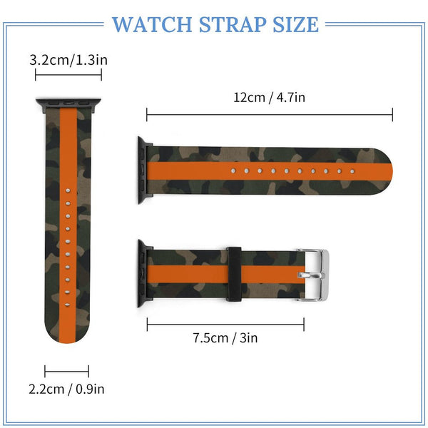 Camo with Orange Stripe Silicone Apple Watch Band