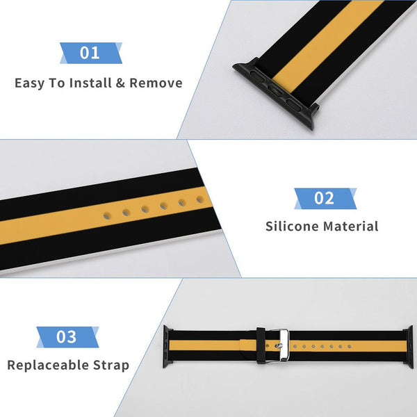 Black and Gold Silicone Apple Watch Band