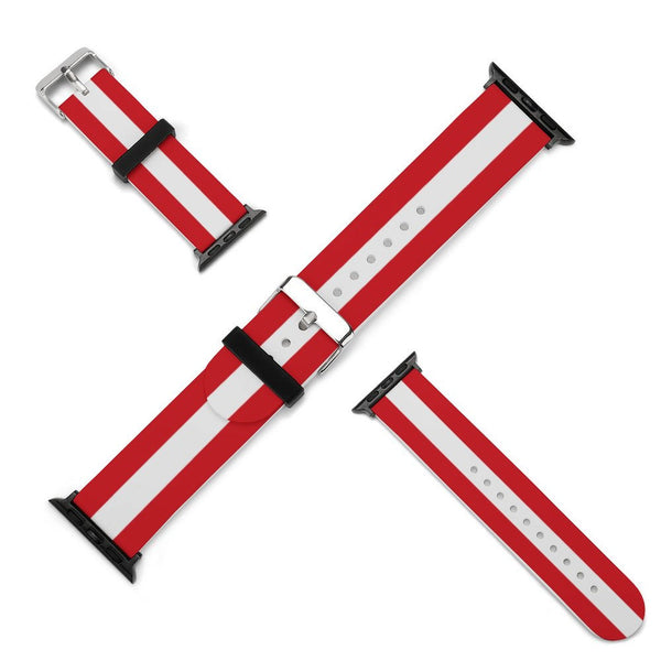Red and White Silicone Apple Watch Band