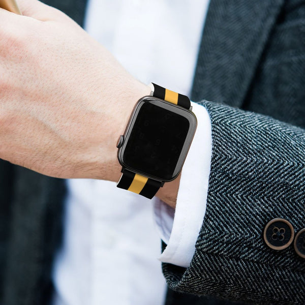 Black and Gold Silicone Apple Watch Band