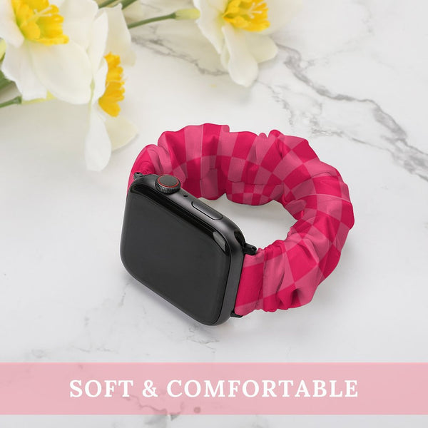 Pink Checkered Scrunchie Apple Watch Band