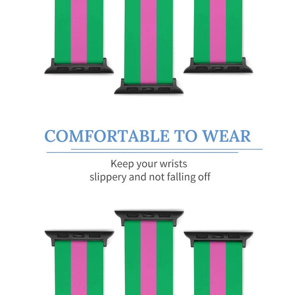 Pink and Green Silicone Apple Watch Band