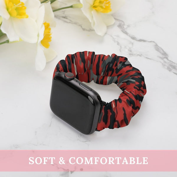 Red Camo Scrunchie Apple Watch Band