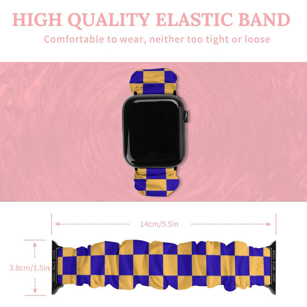 Blue & Gold Checkered Scrunchie Apple Watch Band