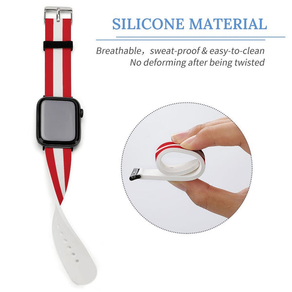 Red and White Silicone Apple Watch Band