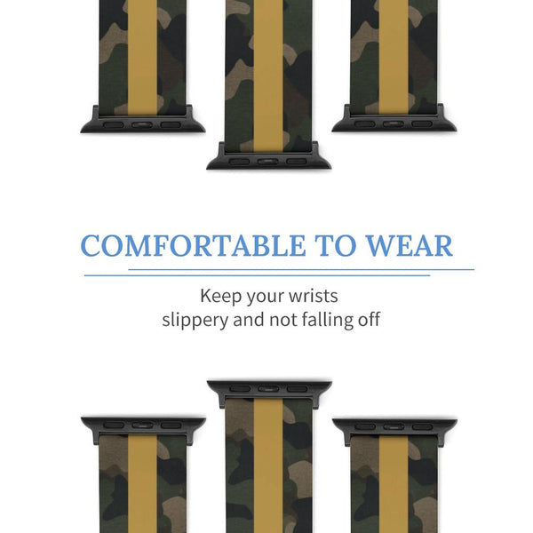 Camo with Gold Stripe Silicone Apple Watch Band