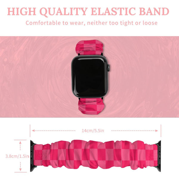 Pink Checkered Scrunchie Apple Watch Band