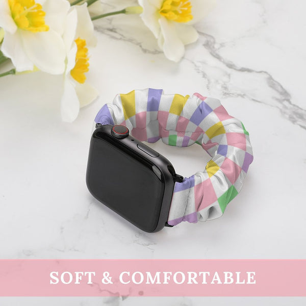 Multi-Colored Checkered Scrunchie Apple Watch Band
