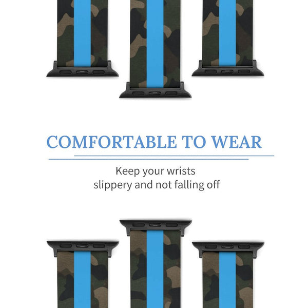 Camo with Teal Stripe Silicone Apple Watch Band