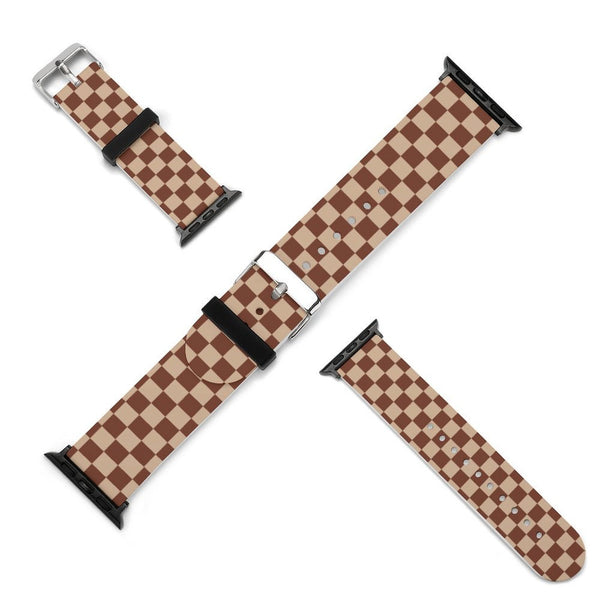 Mocha Checkered Silicone Apple Watch Band