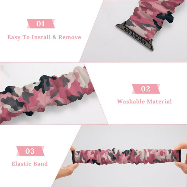 Pink Camo Scrunchie Apple Watch Band