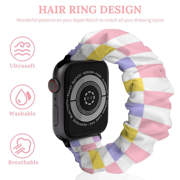 Multi-Colored Checkered Scrunchie Apple Watch Band