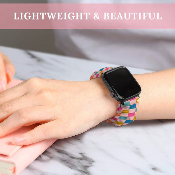 Multi-Colored Checkered Scrunchie Apple Watch Band
