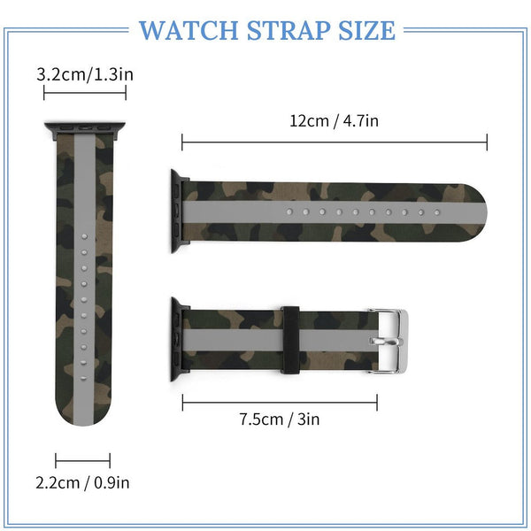 Camo with Silver Stripe Silicone Apple Watch Band