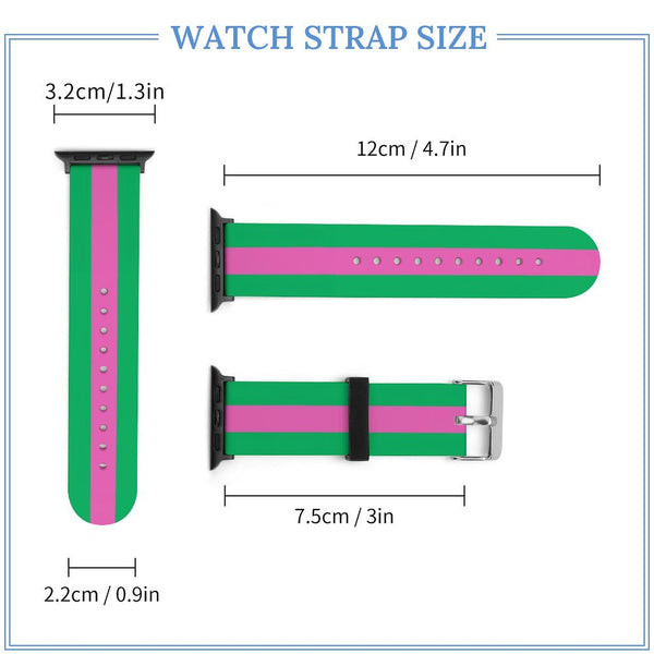 Pink and Green Silicone Apple Watch Band