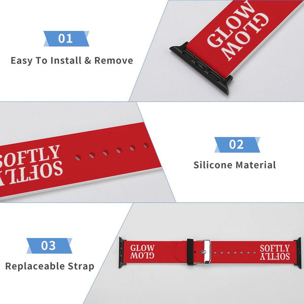 Red & White Glow Softly Silicone Apple Watch Band