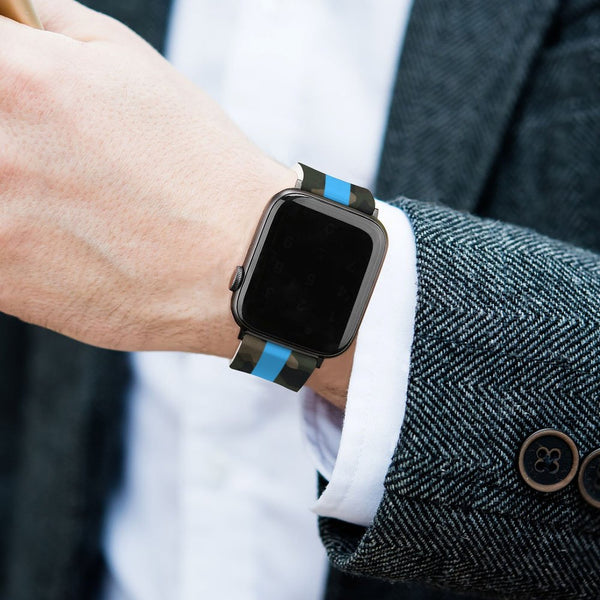 Camo with Teal Stripe Silicone Apple Watch Band