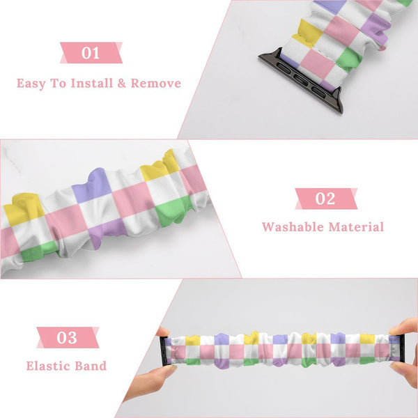 Multi-Colored Checkered Scrunchie Apple Watch Band