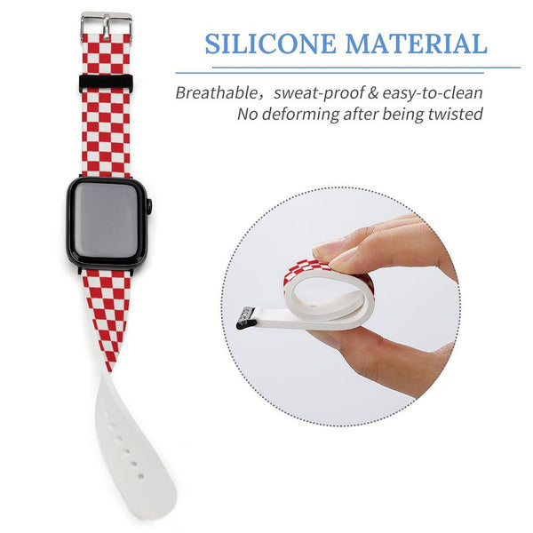 Red & White Checkered Silicone Apple Watch Band