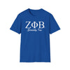 ZΦB Sorority Unisex Softstyle T-Shirt, Greek Life Apparel, Sorority Gift, Casual Wear, College Spirit Wear, Blue Sorority Tee