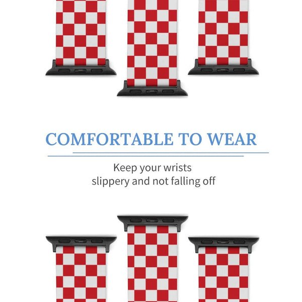 Red & White Checkered Silicone Apple Watch Band