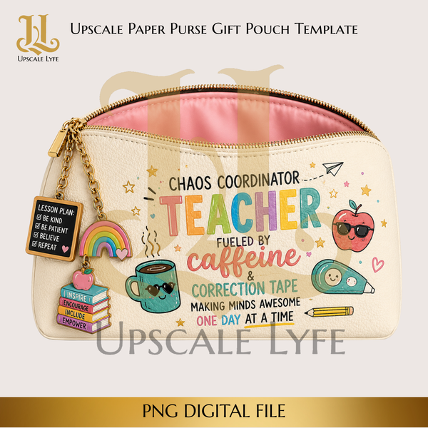 Teacher Paper Purse Template Digital Download PNG Instant Digital Only File