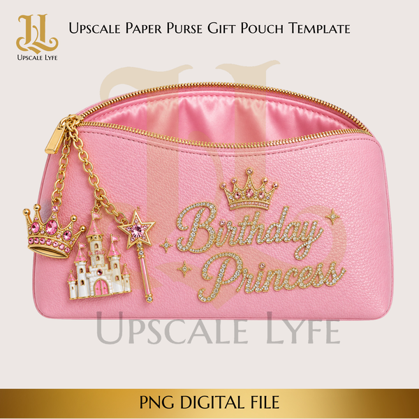 Birthday Princess Paper Purse Template Digital Download PNG Instant Digital Only File