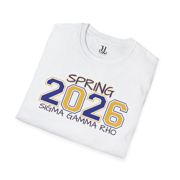 Spring 2026 Sigma Gamma Rho Unisex Pledging Crossing Momento Softstyle T-Shirt, Sigma Gamma Rho, 1922