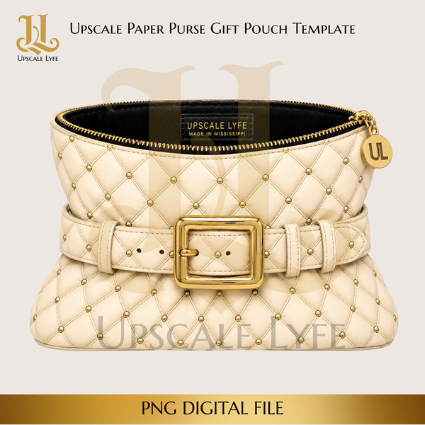 Cream Quilt Paper Purse Template Digital Download PNG Instant Digital Only File