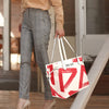 Upscale Red & Cream Clover Canvas Tote