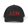 Delta Sigma Theta Embroidered Trucker Cap - Red Greek Letters Snapback