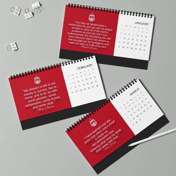 Delta Sigma Theta 2026 Desktop Calendar — Inspirational Grid Planner