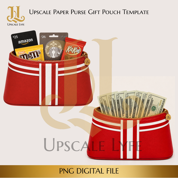 Red/White Paper Purse Template Digital Download PNG Instant Digital Only File