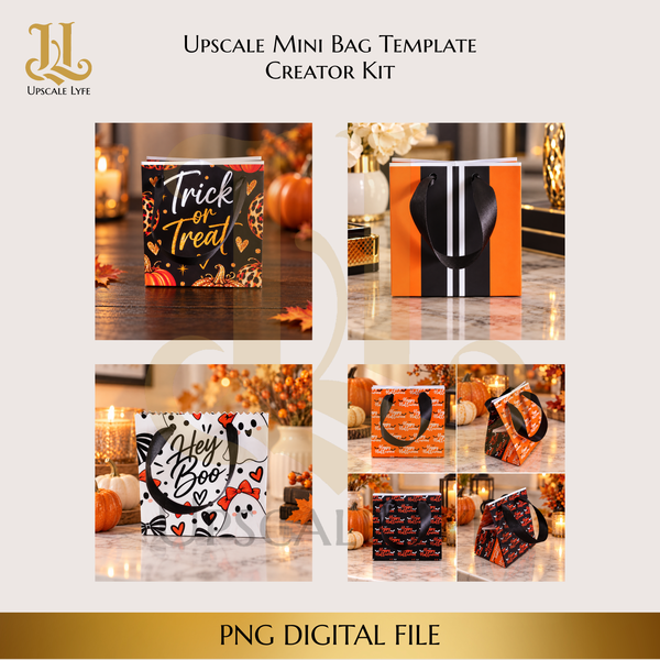 Halloween Mini Gift Bag Creator Kit | 4 Printable Designs + Template + Tutorial | DIY Gift Bag Instant Download