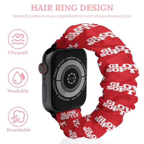 Red Glow Softly Scrunchie Apple Watch Band