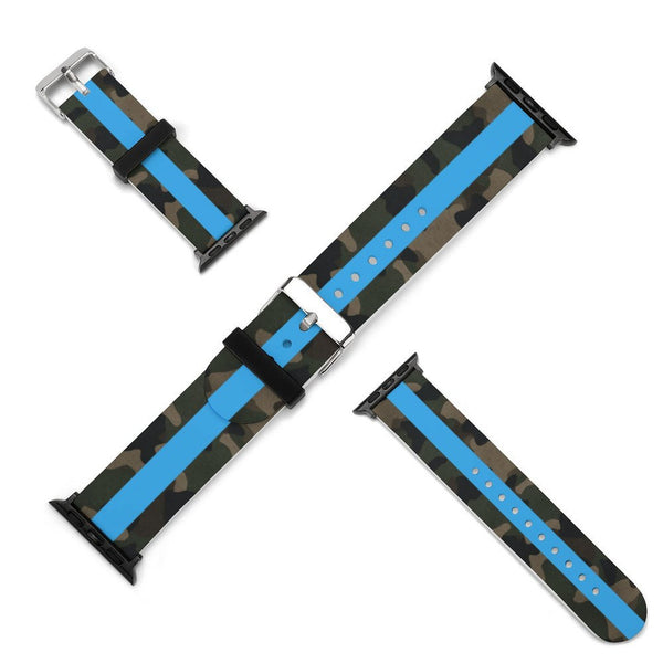 Camo with Teal Stripe Silicone Apple Watch Band