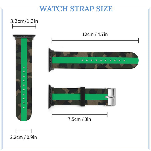 Camo with Green Stripe Silicone Apple Watch Band