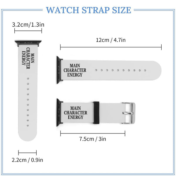 White Main Character Energy Silicone Apple Watch Band