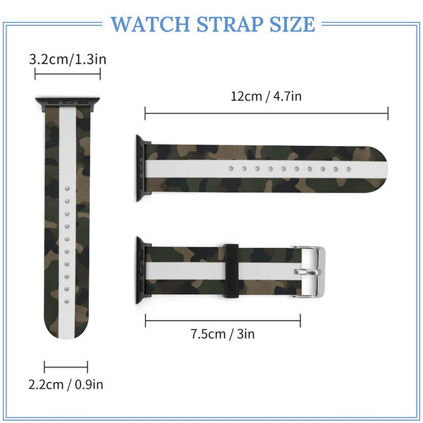 Camo with White Stripe Silicone Apple Watch Band
